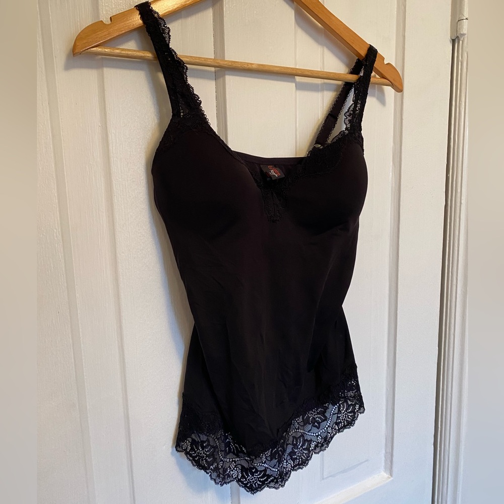 Le Mystère Rouge Black Lace Trim Underwire Camisole 36B